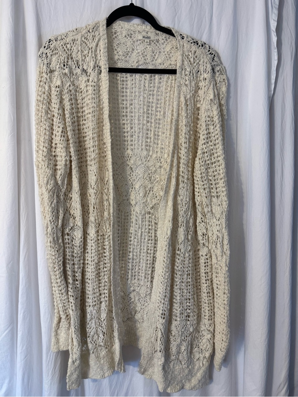 Mudd Open Knit Cream Cardigan Sweater for Women. Size XL Lacey Love ❤️